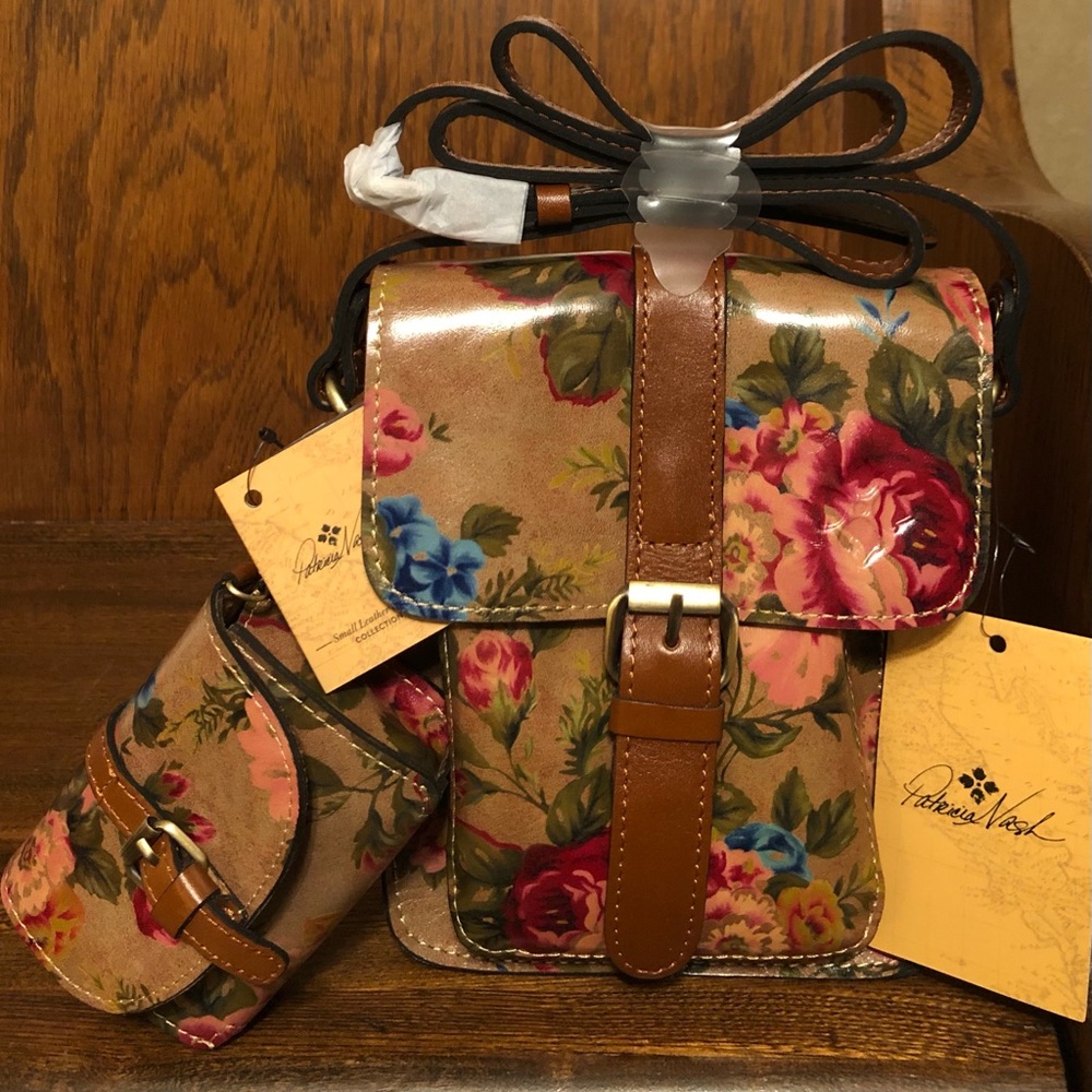 NWT-Patricia Nash-Vintage Victorian Garden-Cascina Crossbody & Mini Torri Keyfob